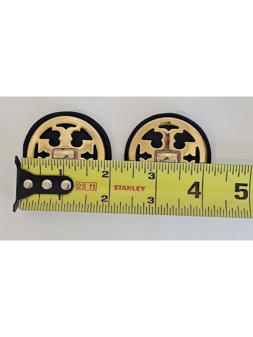 Authentic Tory Burch Gold Tone Shoe Clips Pair Rotating Crystal Logo Replacement